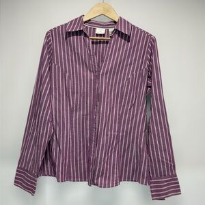 Lee Men's Purple and White Striped Shirt